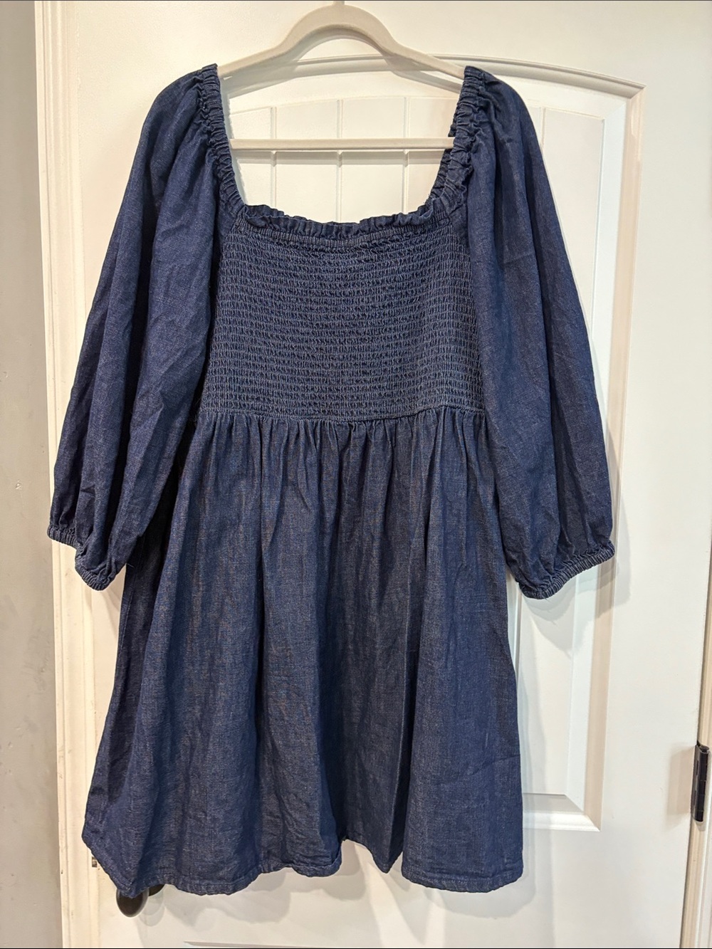 J. Crew Girls' Smocked Peasant Dress in Denim Blue